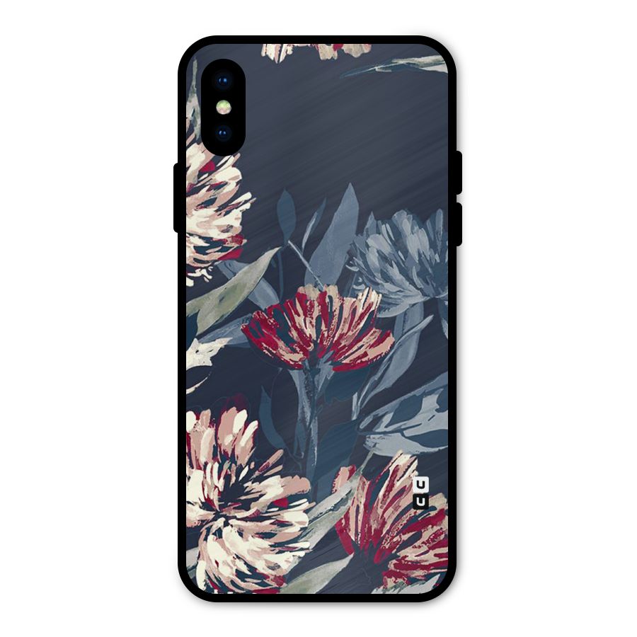 Red Rugged Floral Pattern Metal Back Case for iPhone X