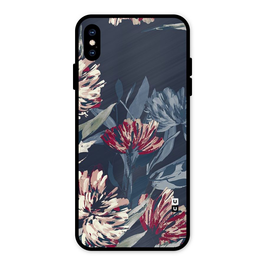 Red Rugged Floral Pattern Metal Back Case for iPhone XS Max