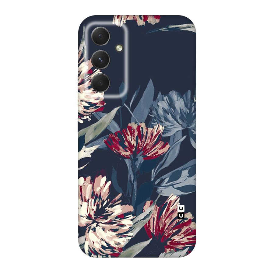 Red Rugged Floral Pattern Original Polycarbonate Back Case for Galaxy A54
