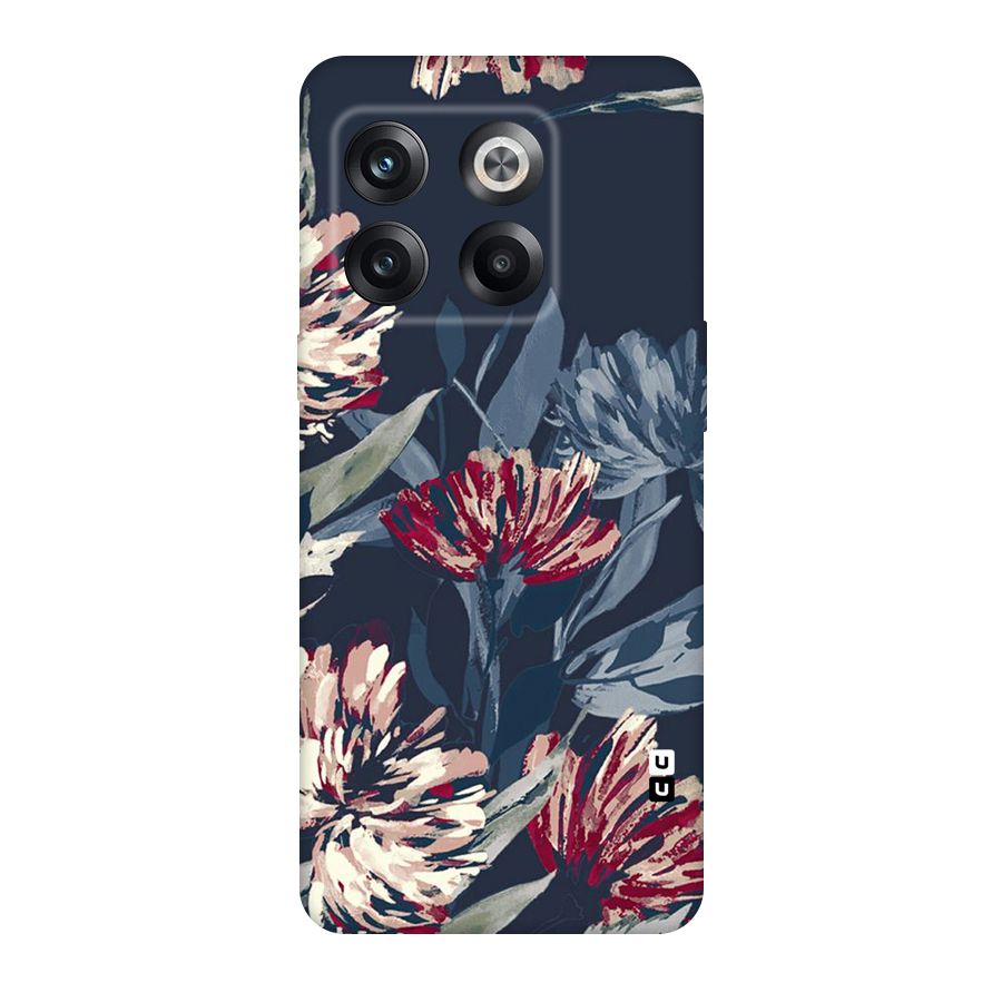 Red Rugged Floral Pattern Original Polycarbonate Back Case for OnePlus 10T