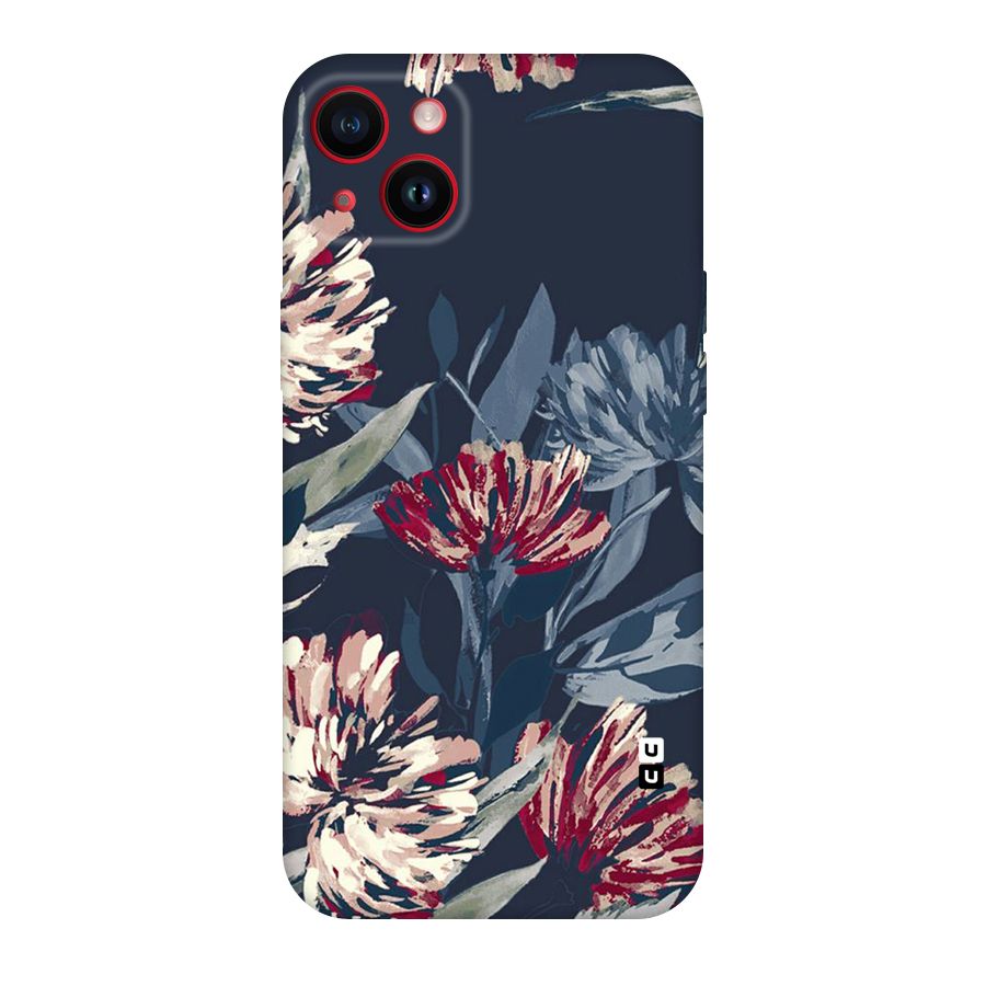 Red Rugged Floral Pattern Original Polycarbonate Back Case for iPhone 14 Plus