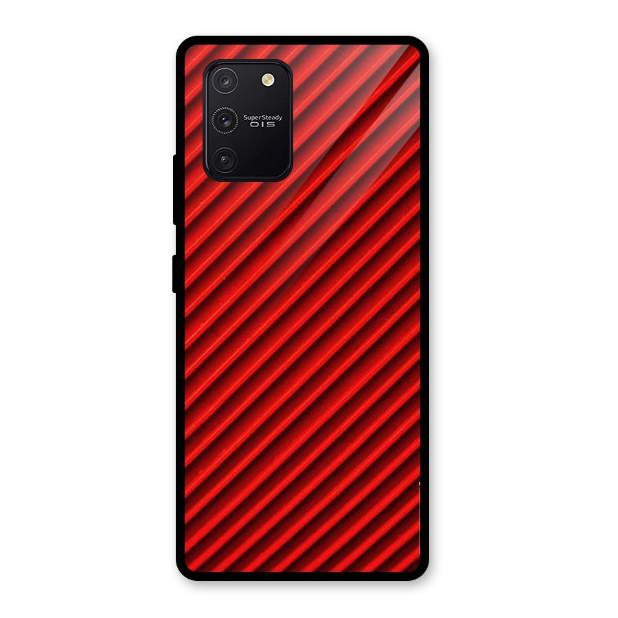 Red Rugged Stripes Glass Back Case for Galaxy S10 Lite