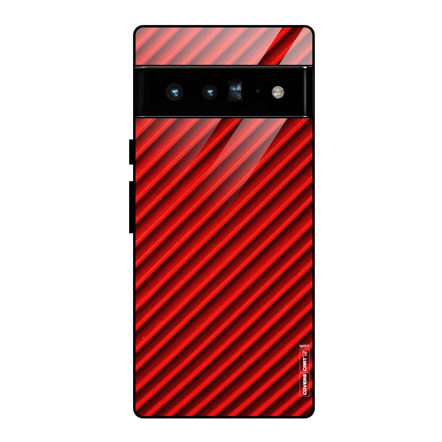 Red Rugged Stripes Glass Back Case for Google Pixel 6 Pro