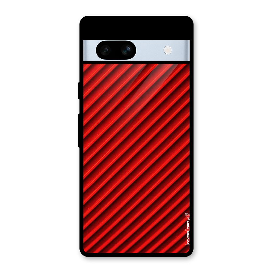 Red Rugged Stripes Glass Back Case for Google Pixel 7a