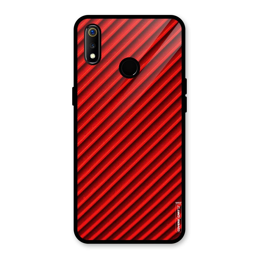 Red Rugged Stripes Glass Back Case for Realme 3i