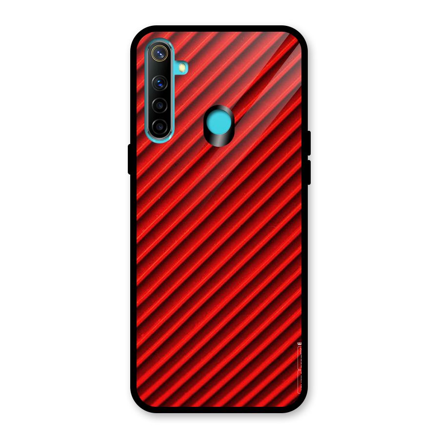 Red Rugged Stripes Glass Back Case for Realme 5i