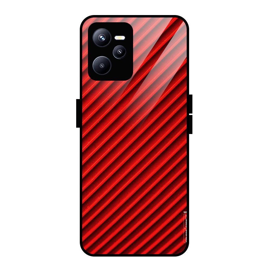 Red Rugged Stripes Glass Back Case for Realme C35