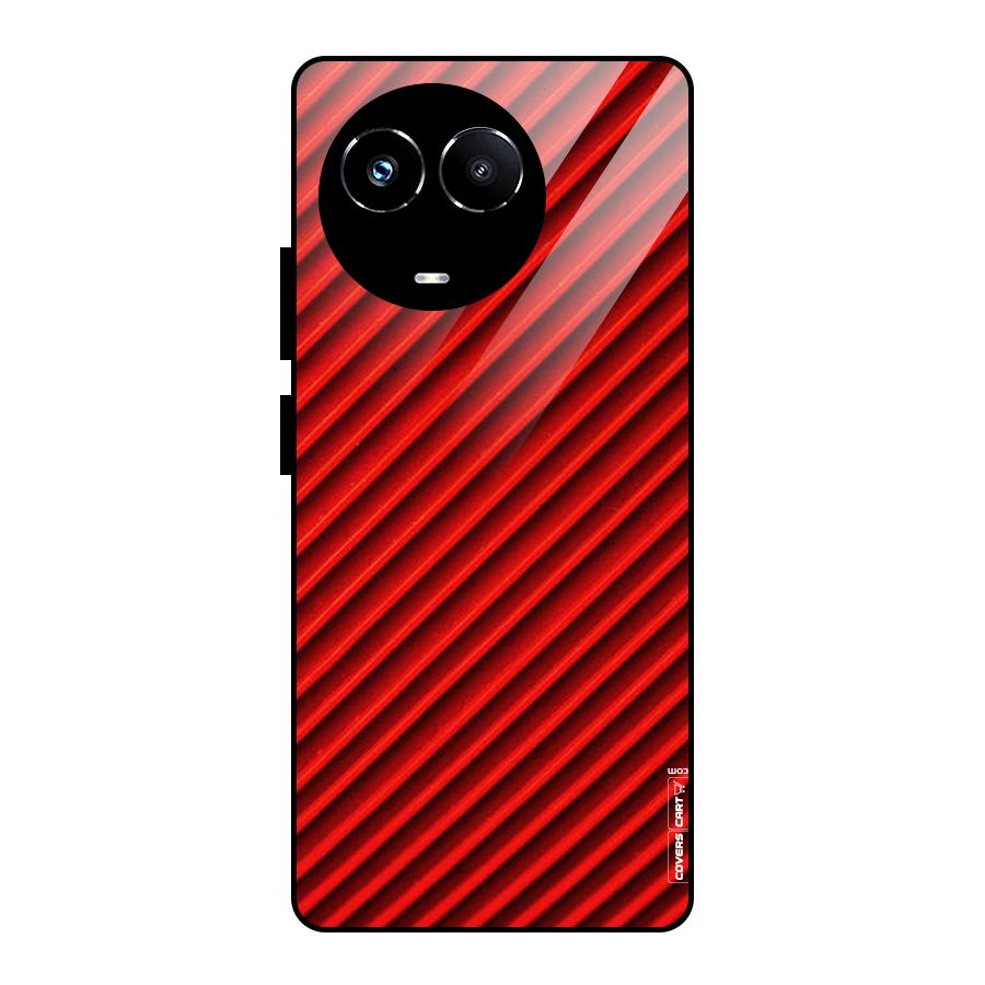 Red Rugged Stripes Glass Back Case for Realme Narzo 60X