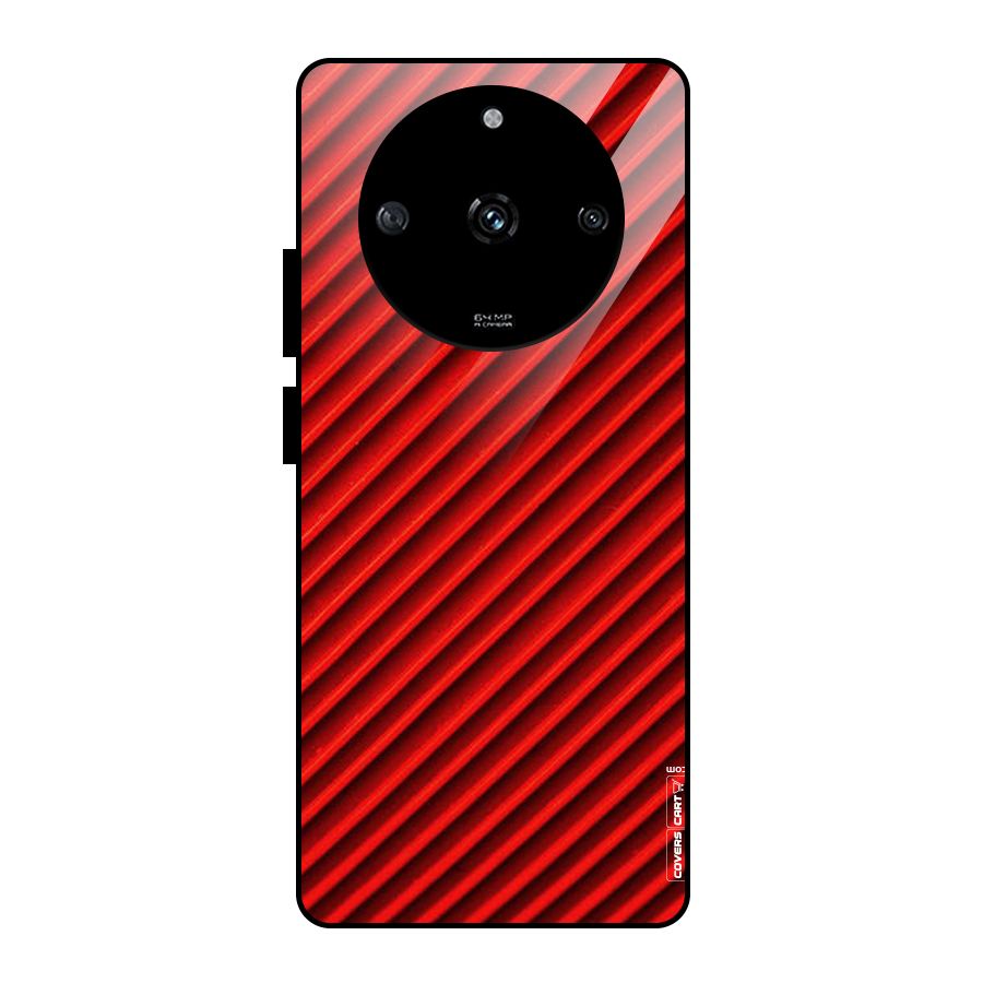 Red Rugged Stripes Glass Back Case for Realme Narzo 60 5G