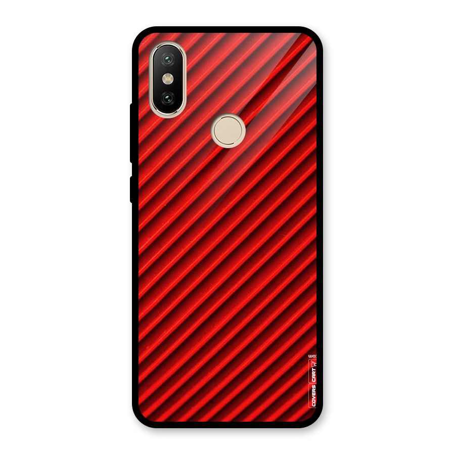 Red Rugged Stripes Glass Back Case for Redmi A2