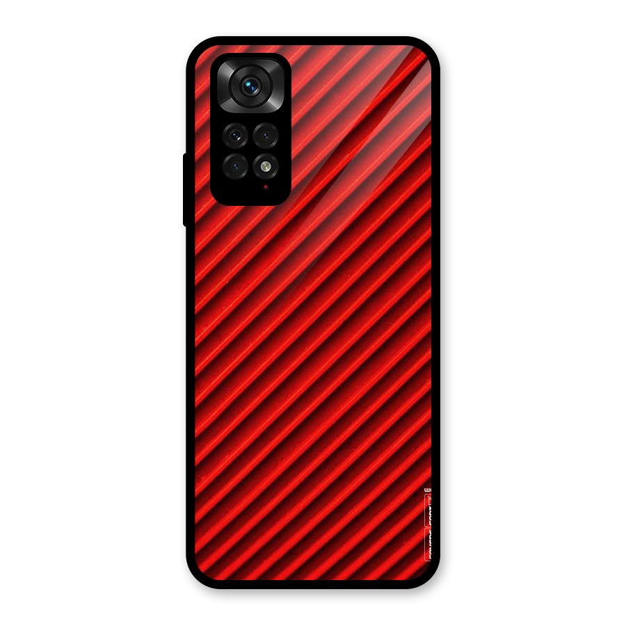 Red Rugged Stripes Glass Back Case for Redmi Note 11S