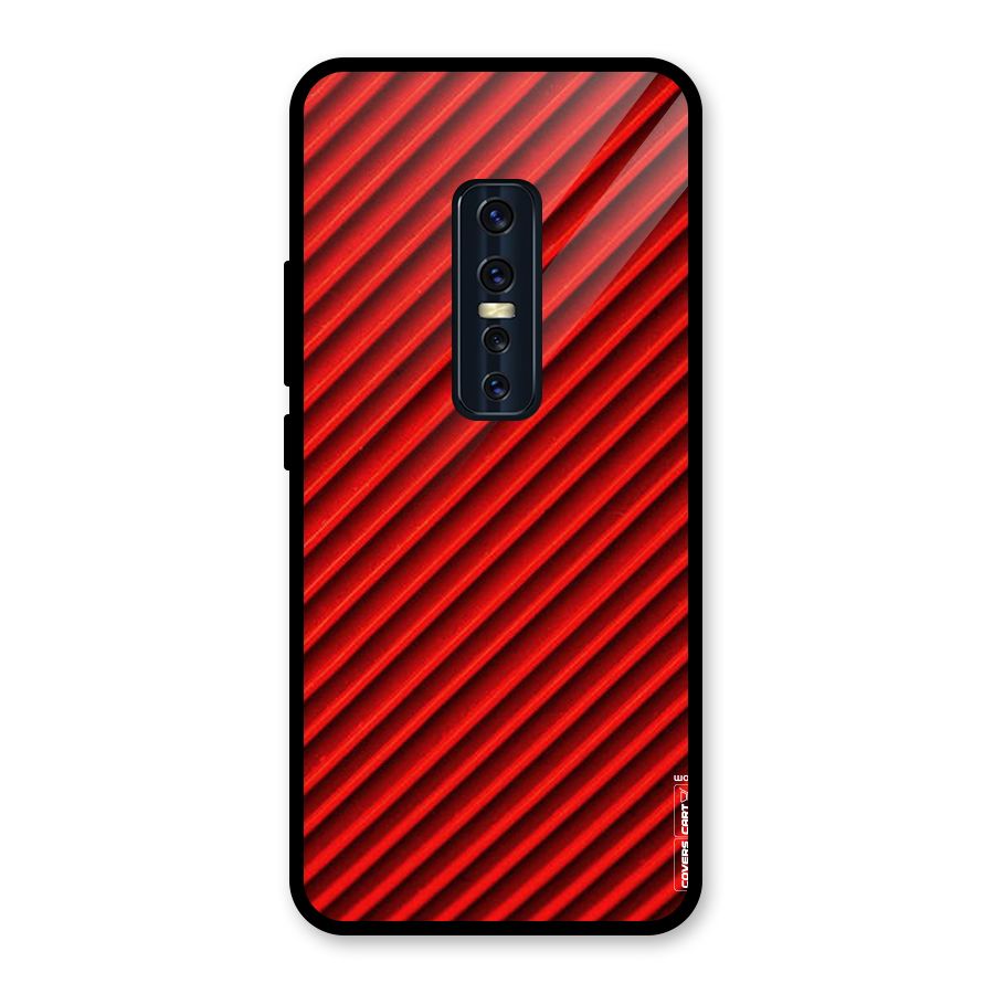 Red Rugged Stripes Glass Back Case for Vivo V17 Pro