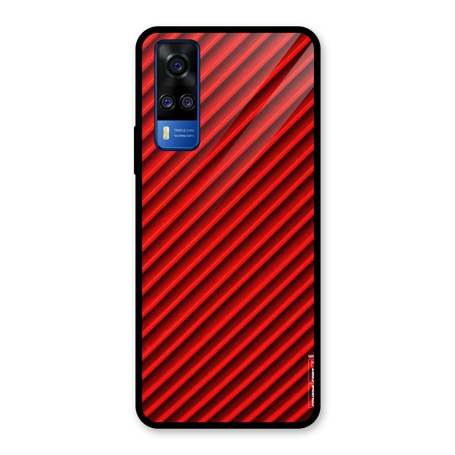 Red Rugged Stripes Glass Back Case for Vivo Y31