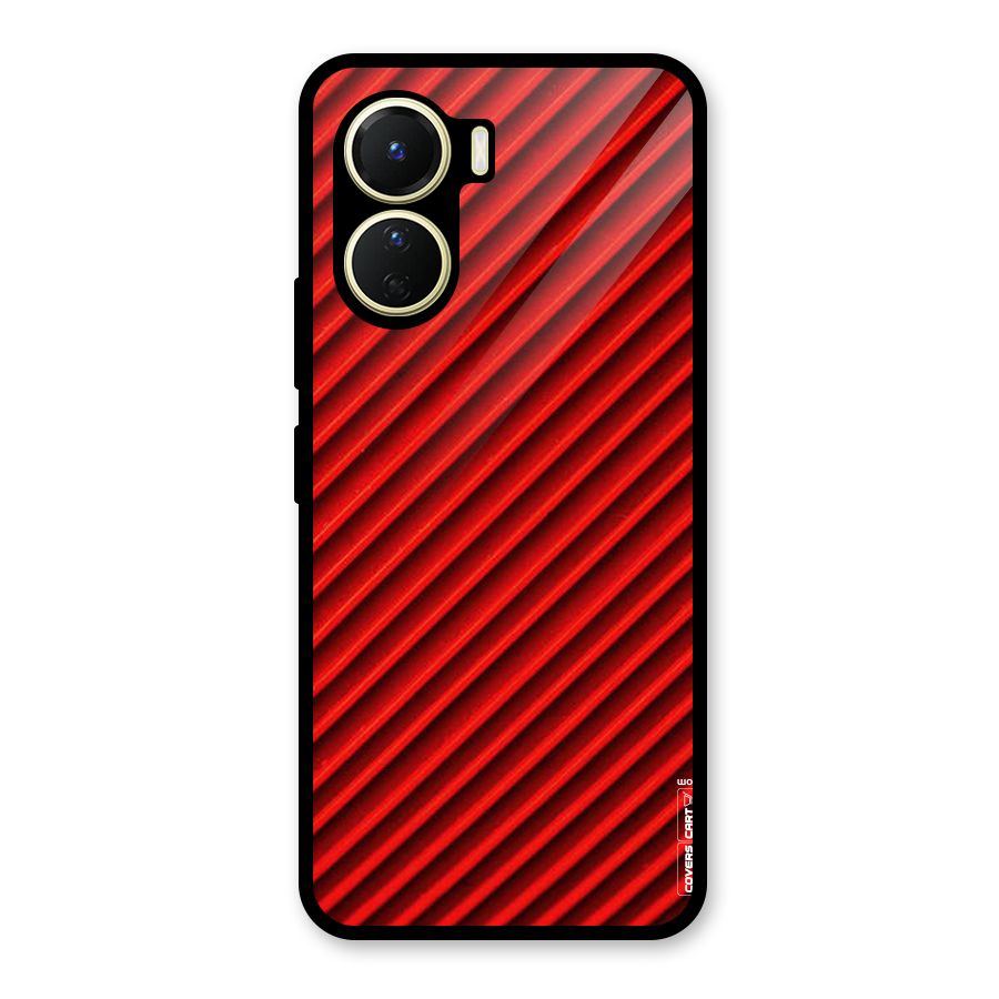 Red Rugged Stripes Glass Back Case for Vivo Y56