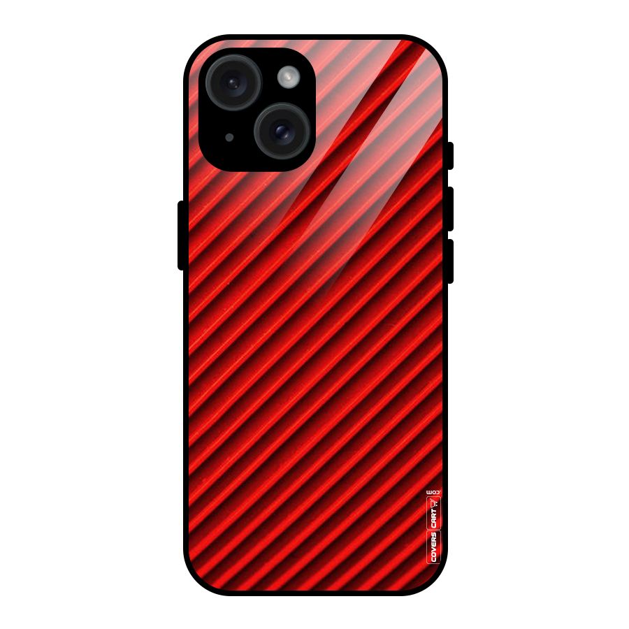 Red Rugged Stripes Glass Back Case for iPhone 15