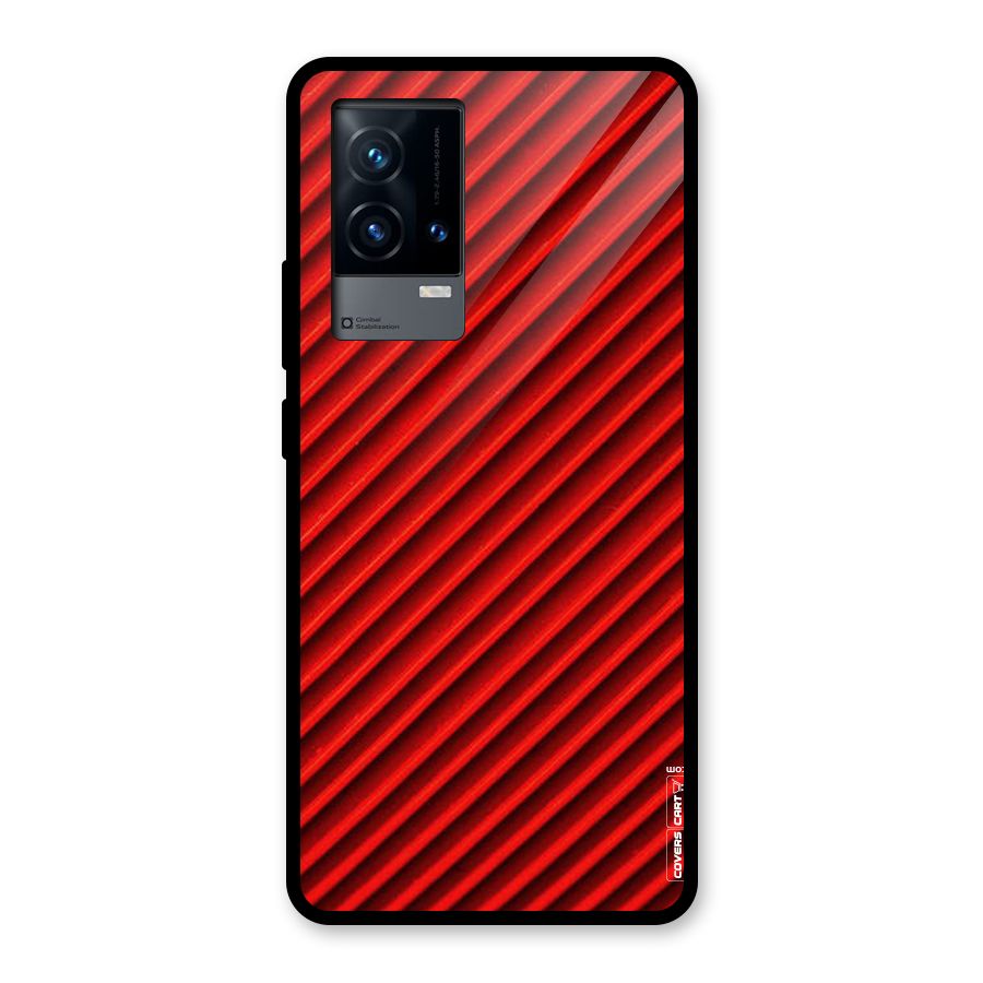 Red Rugged Stripes Glass Back Case for iQOO 9 5G