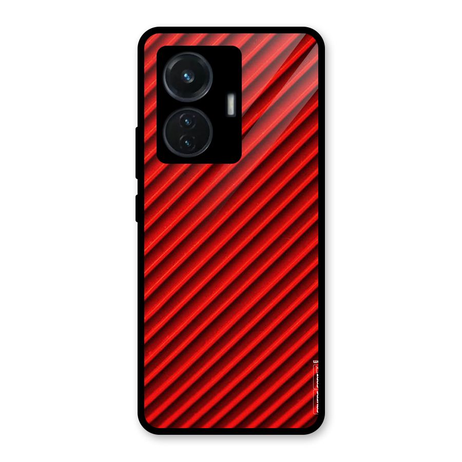 Red Rugged Stripes Glass Back Case for iQOO Z6 44W