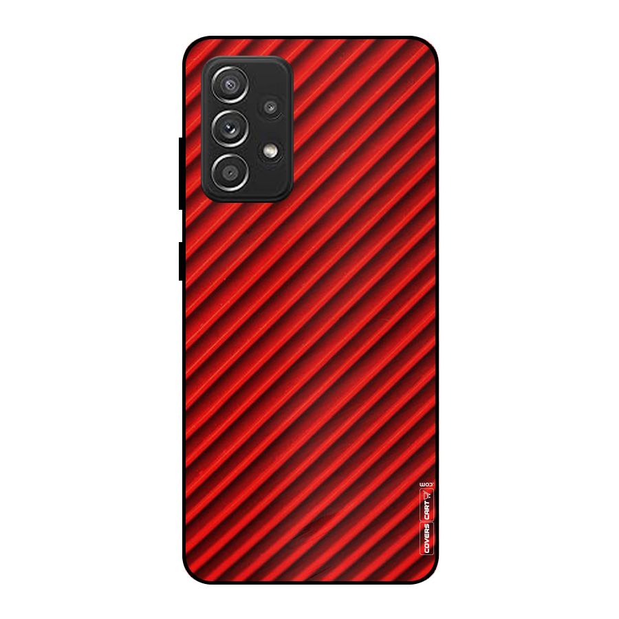 Red Rugged Stripes Metal Back Case for Galaxy A52s 5G