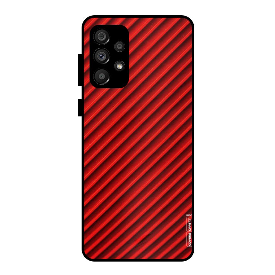 Red Rugged Stripes Metal Back Case for Galaxy A73 5G