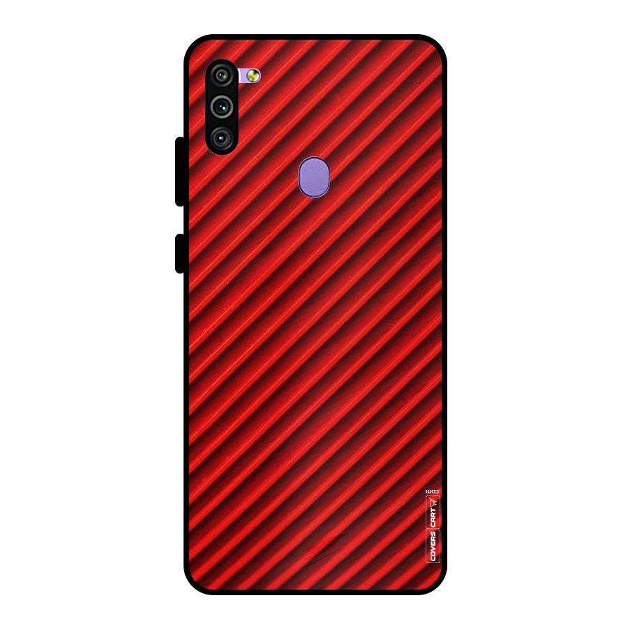 Red Rugged Stripes Metal Back Case for Galaxy M11