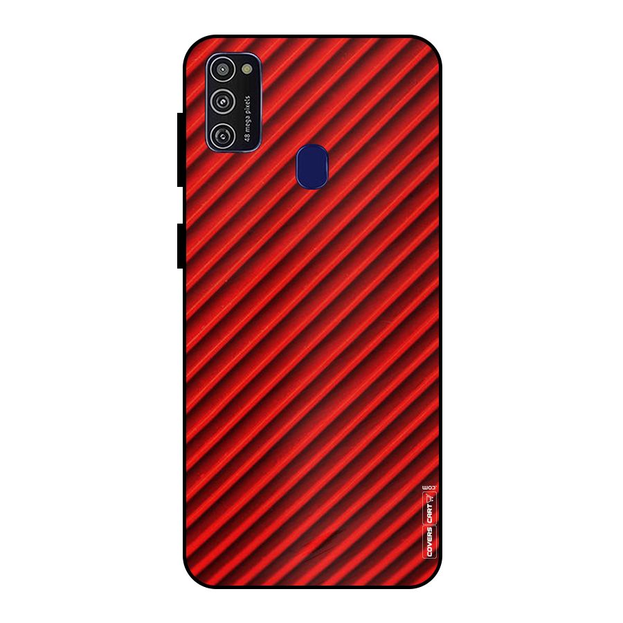 Red Rugged Stripes Metal Back Case for Galaxy M30s