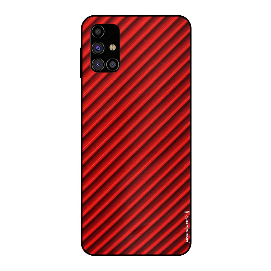 Red Rugged Stripes Metal Back Case for Galaxy M31s