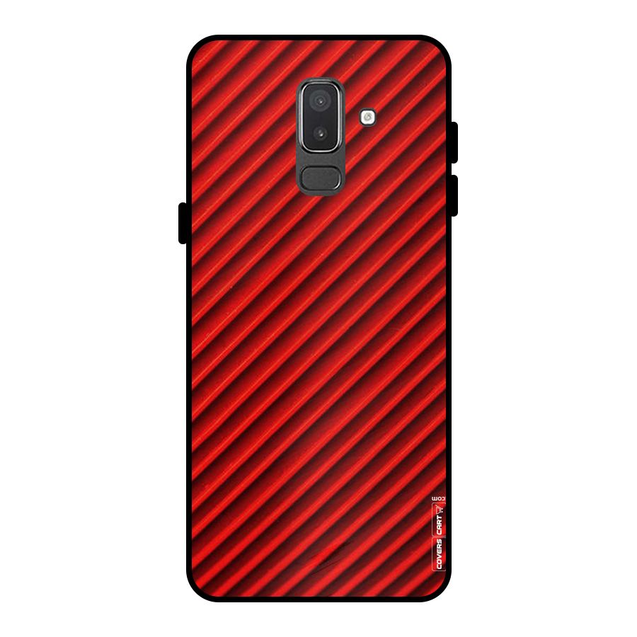 Red Rugged Stripes Metal Back Case for Galaxy On8 (2018)