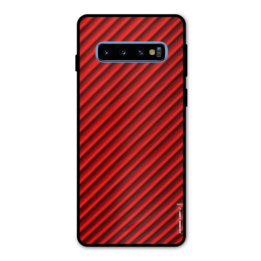 Red Rugged Stripes Metal Back Case for Galaxy S10