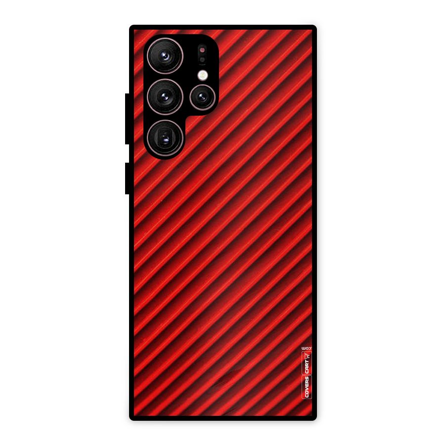 Red Rugged Stripes Metal Back Case for Galaxy S22 Ultra 5G