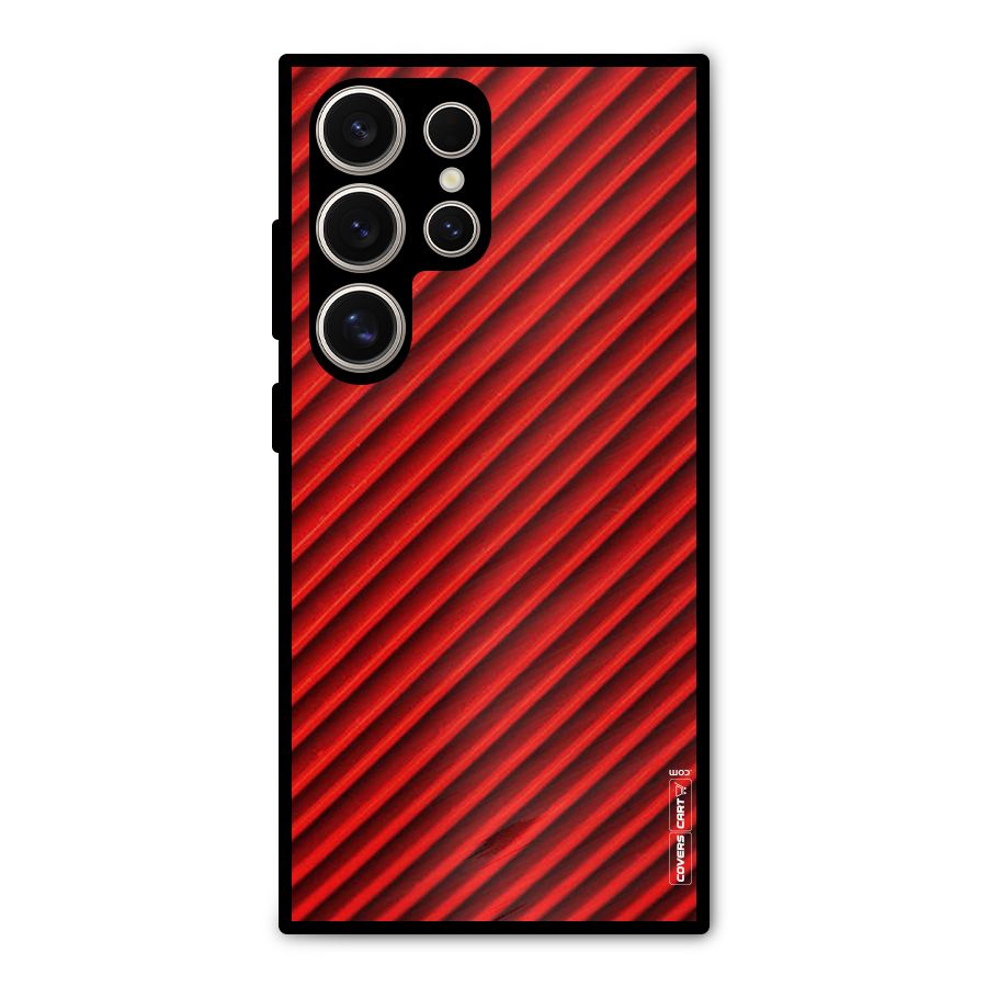 Red Rugged Stripes Metal Back Case for Galaxy S24 Ultra