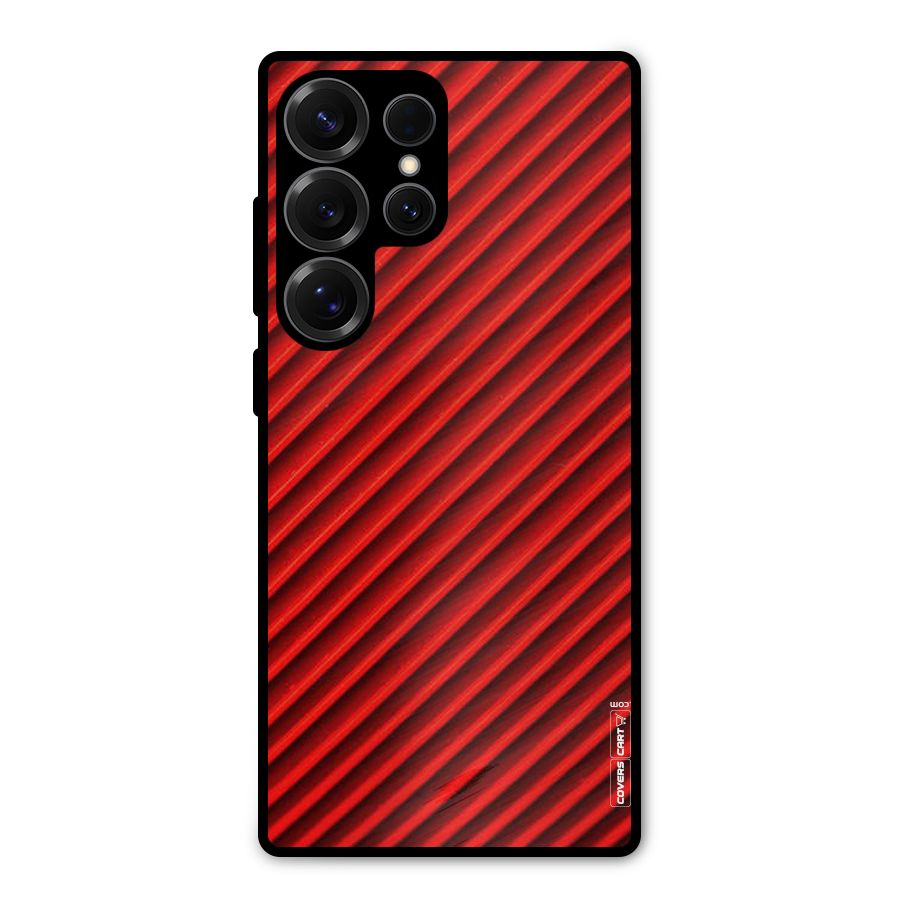 Red Rugged Stripes Metal Back Case for Galaxy S25 Ultra