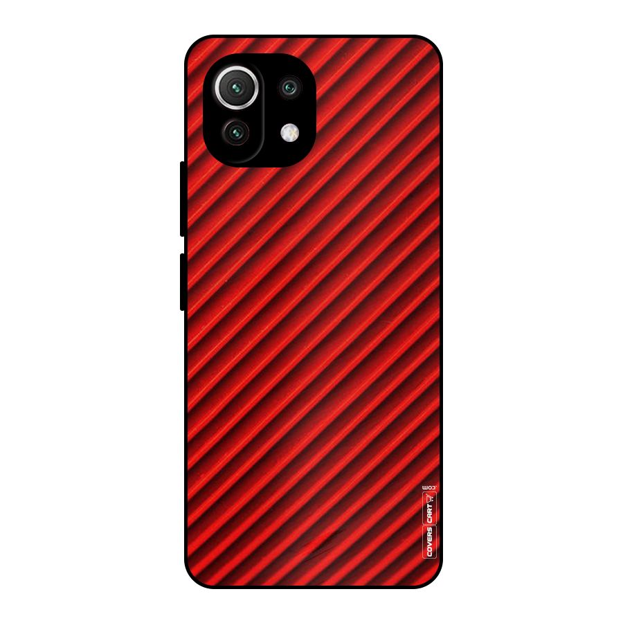 Red Rugged Stripes Metal Back Case for Mi 11 Lite NE 5G
