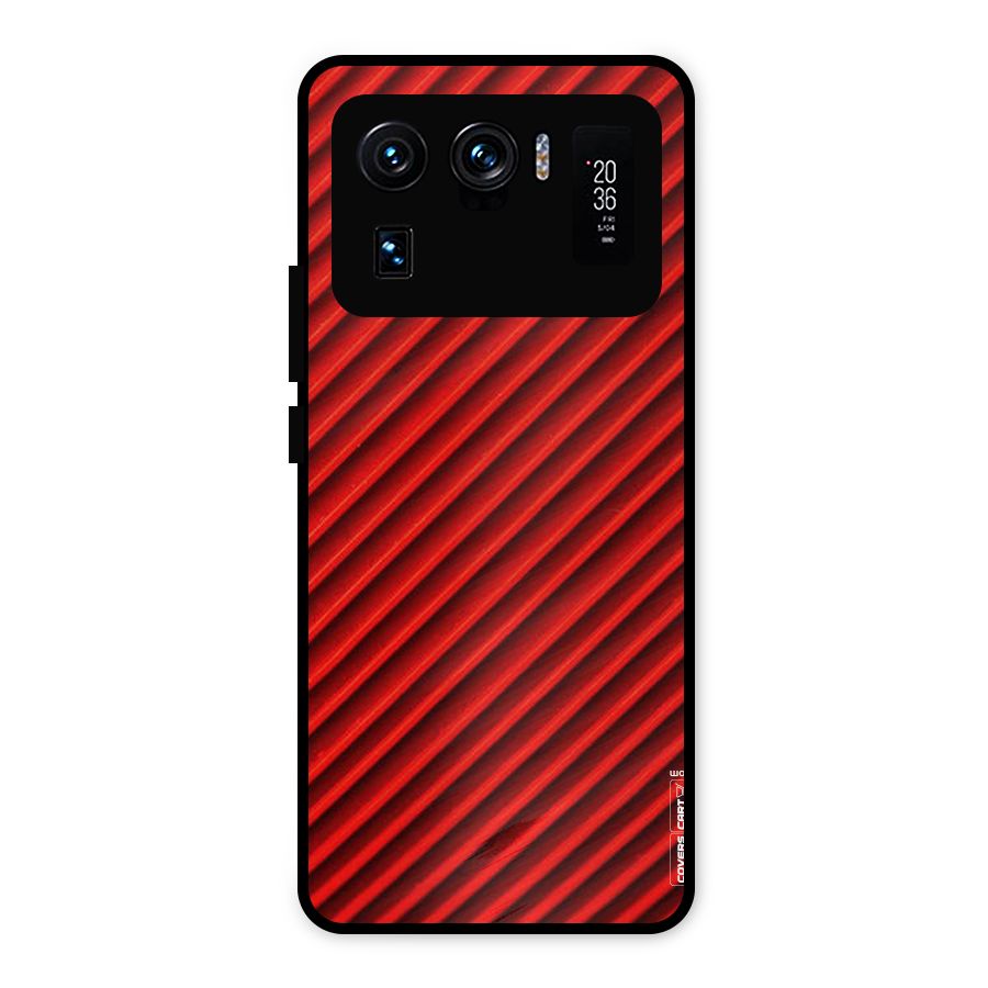 Red Rugged Stripes Metal Back Case for Mi 11 Ultra