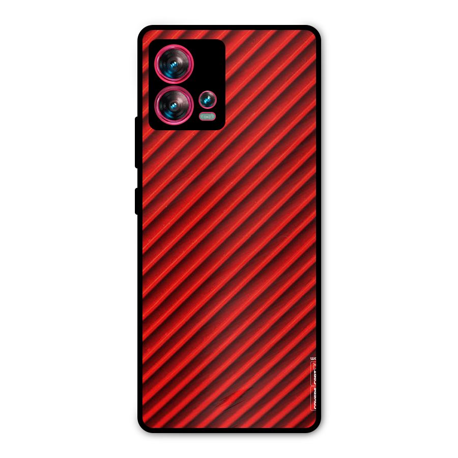 Red Rugged Stripes Metal Back Case for Motorola Edge 30 Fusion