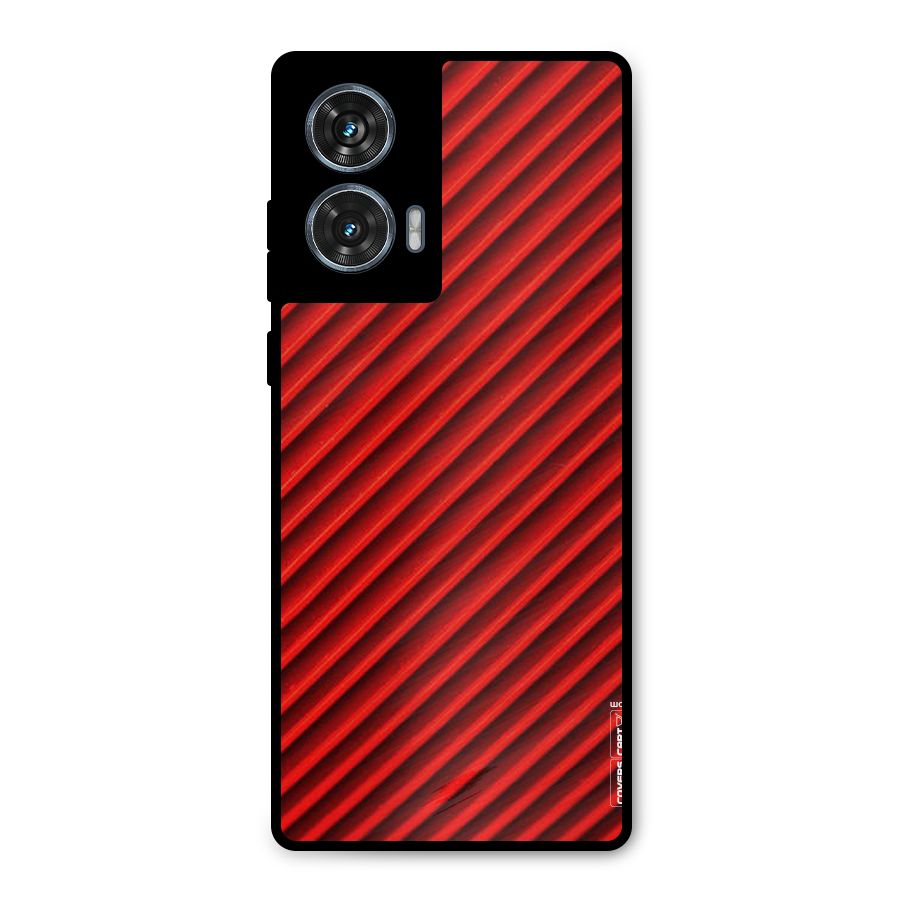 Red Rugged Stripes Metal Back Case for Motorola Edge 50 Fusion