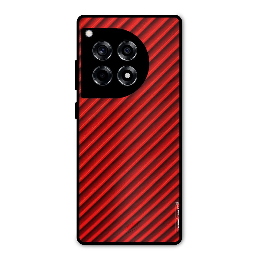 Red Rugged Stripes Metal Back Case for OnePlus 12R