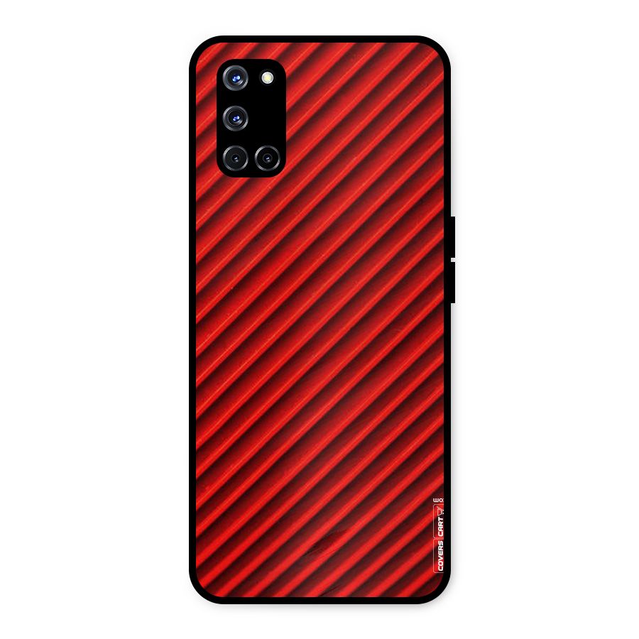 Red Rugged Stripes Metal Back Case for Oppo A52