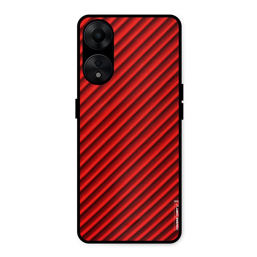 Red Rugged Stripes Metal Back Case for Oppo A78 5G