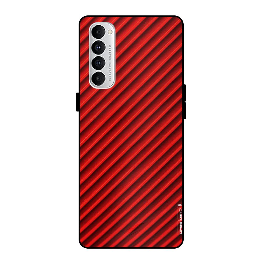 Red Rugged Stripes Metal Back Case for Oppo Reno4 Pro