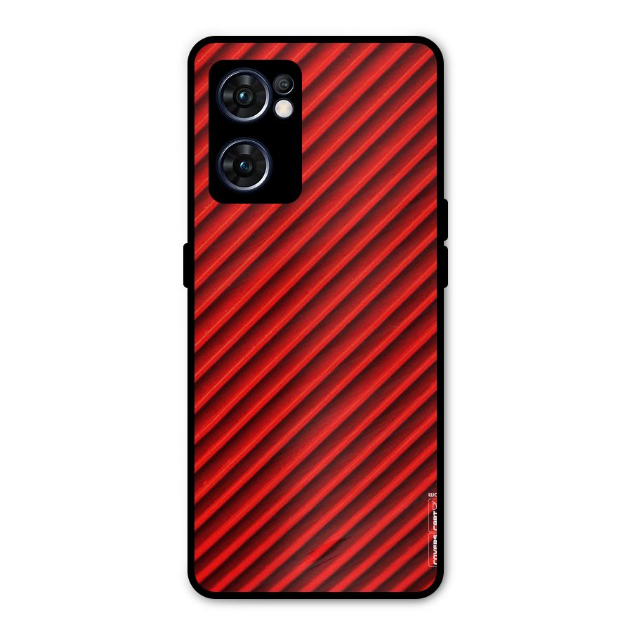 Red Rugged Stripes Metal Back Case for Oppo Reno7 5G