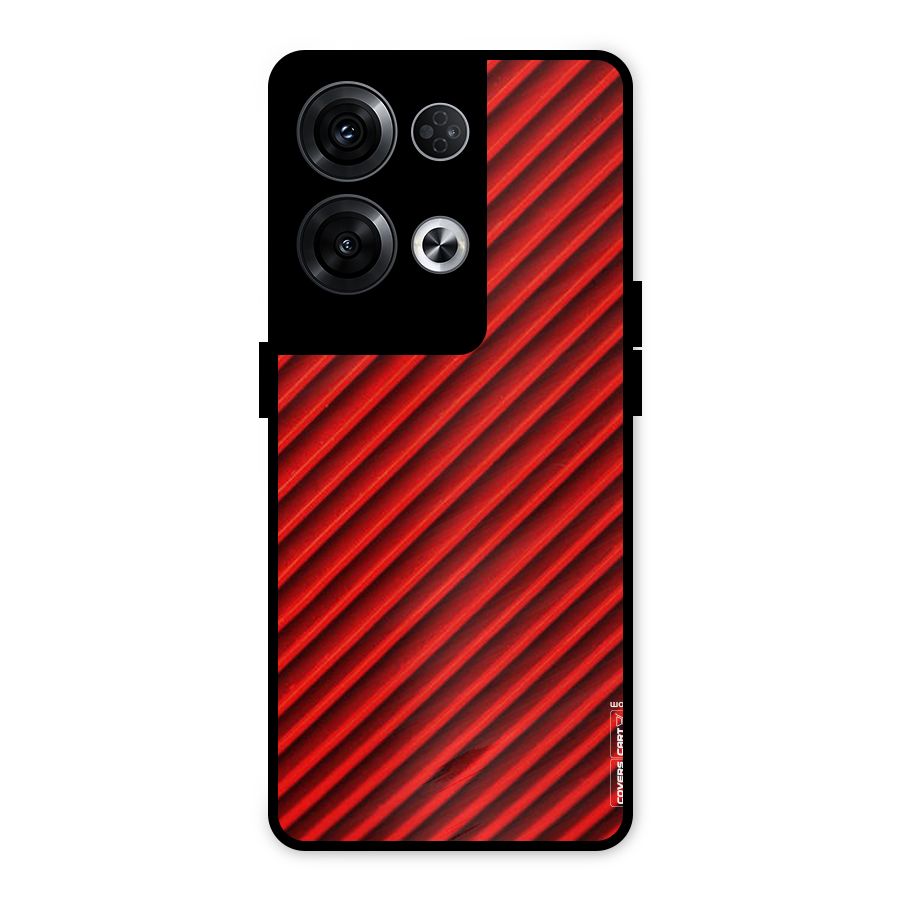 Red Rugged Stripes Metal Back Case for Oppo Reno8 Pro 5G
