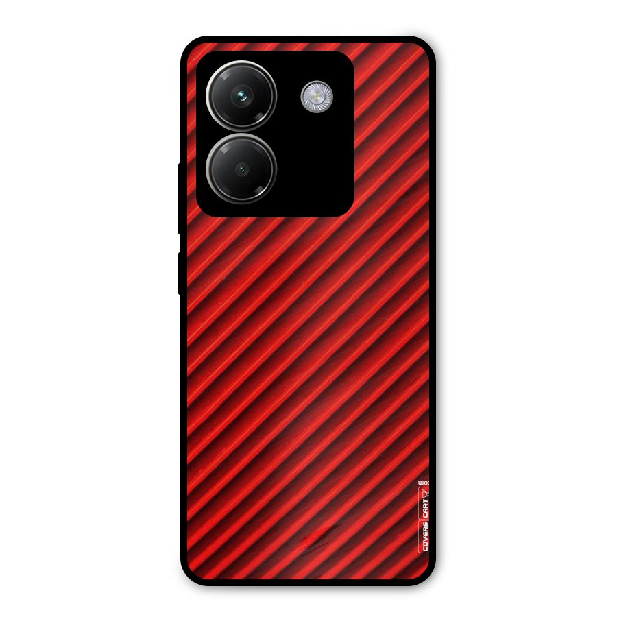 Red Rugged Stripes Metal Back Case for Poco M7 Pro 5G