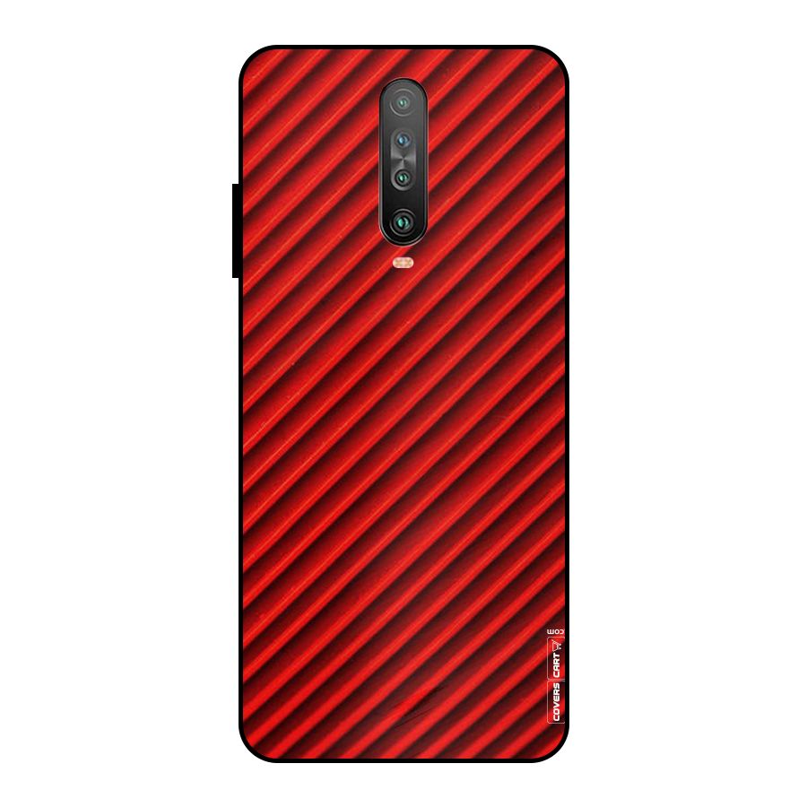 Red Rugged Stripes Metal Back Case for Poco X2