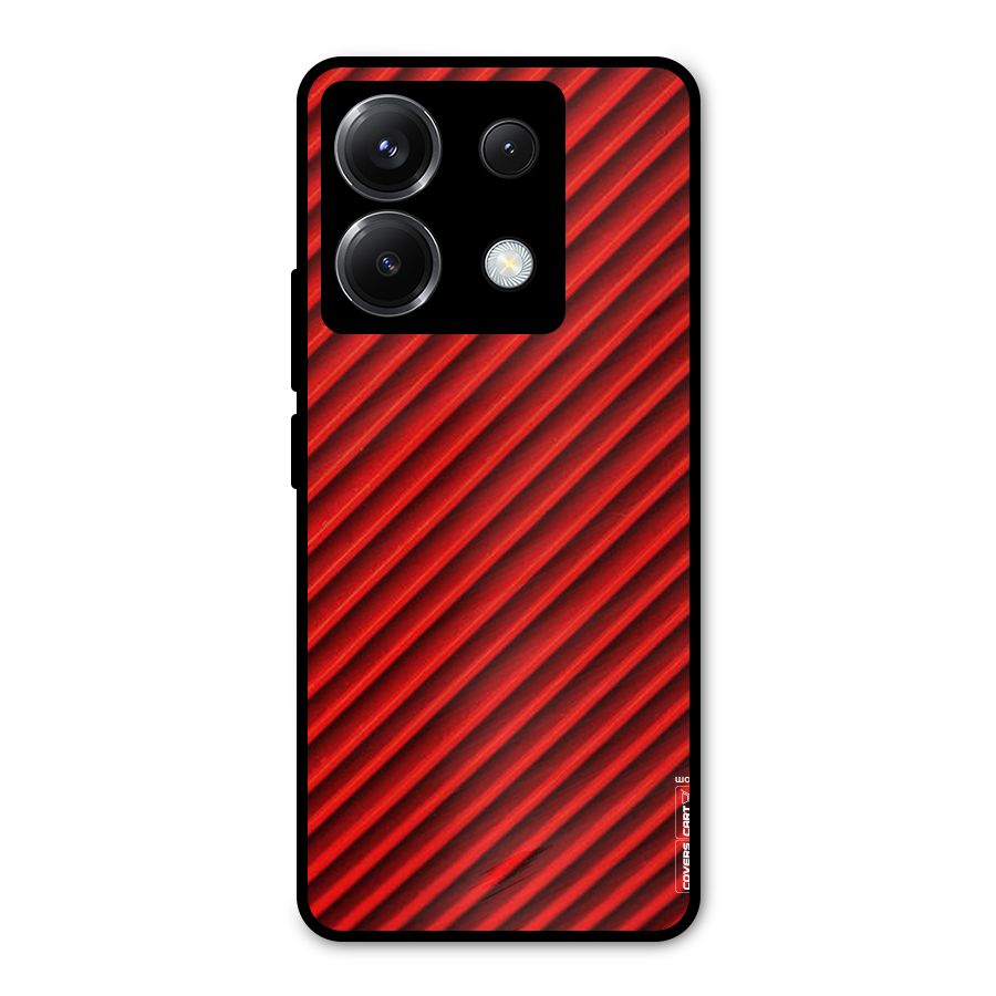 Red Rugged Stripes Metal Back Case for Poco X6