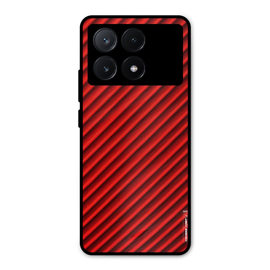 Red Rugged Stripes Metal Back Case for Poco X6 Pro