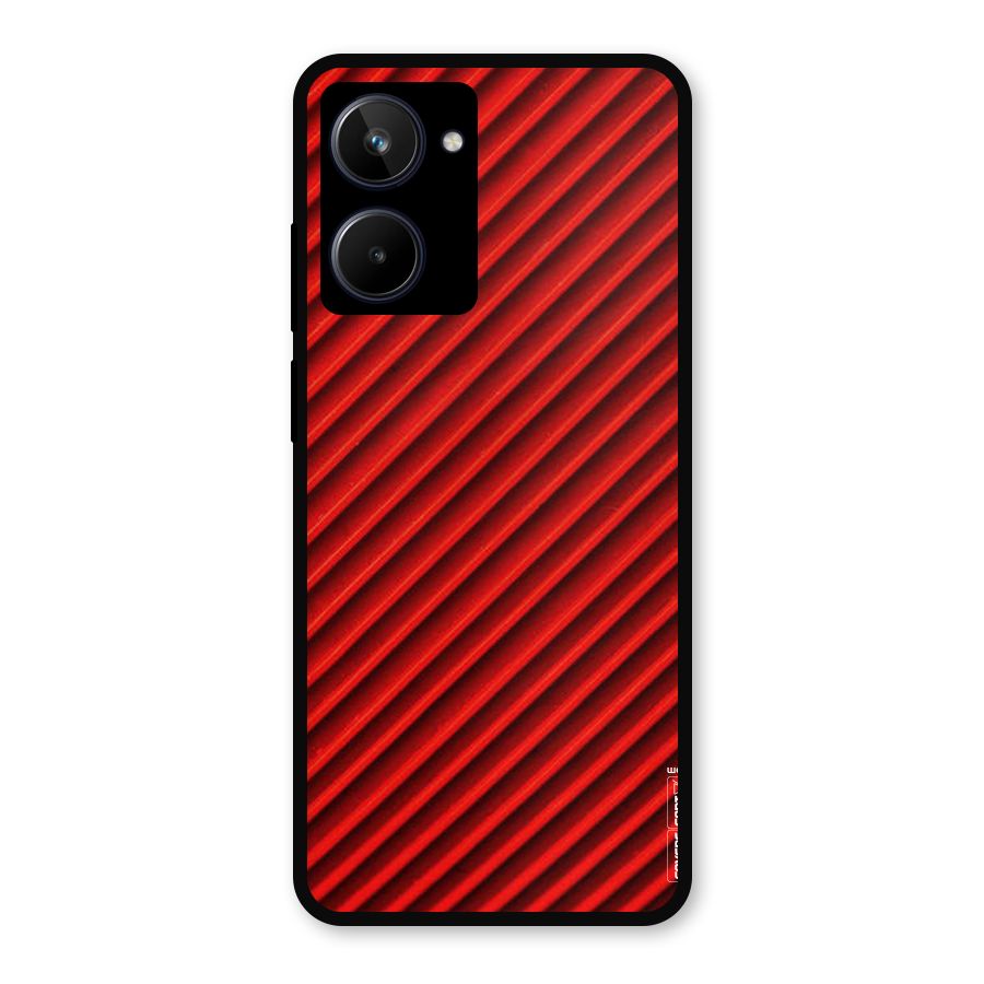 Red Rugged Stripes Metal Back Case for Realme 10