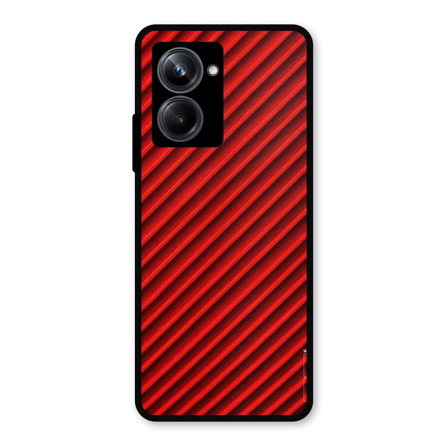Red Rugged Stripes Metal Back Case for Realme 10 Pro