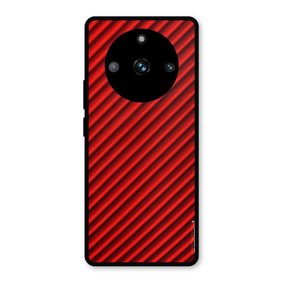Red Rugged Stripes Metal Back Case for Realme 11 Pro Plus