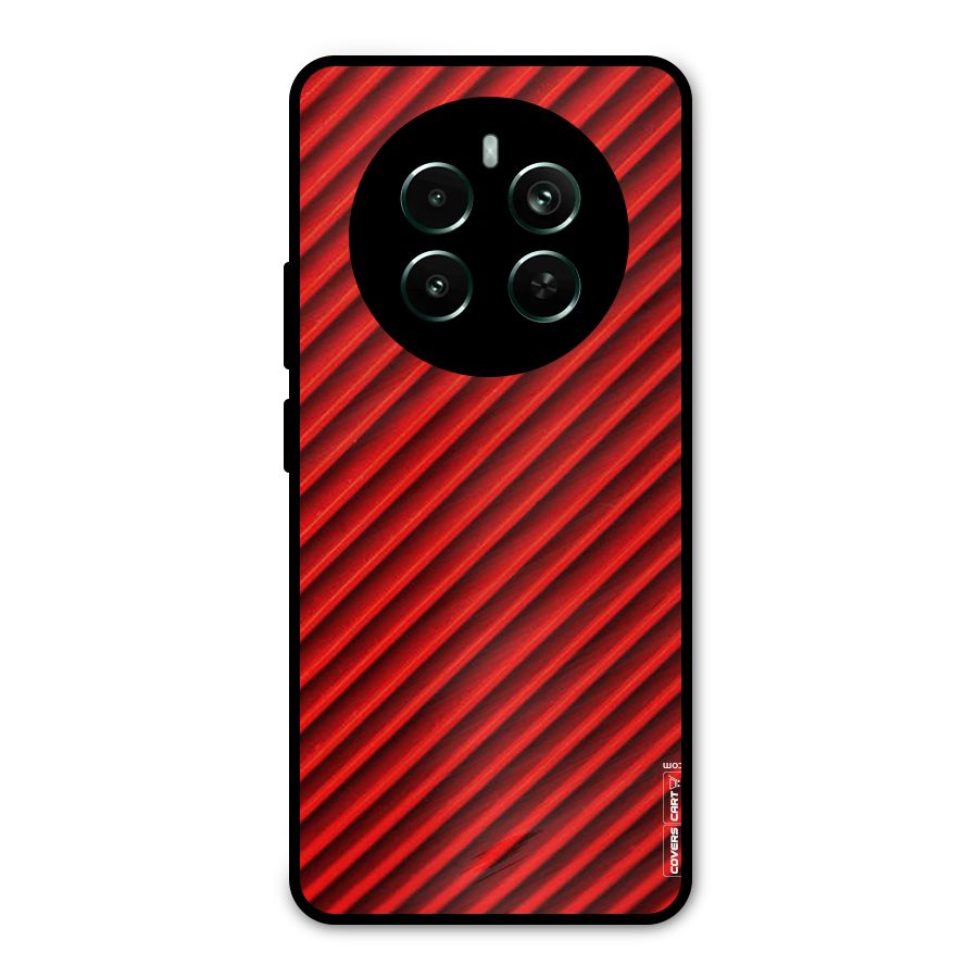 Red Rugged Stripes Metal Back Case for Realme 12 Pro Plus