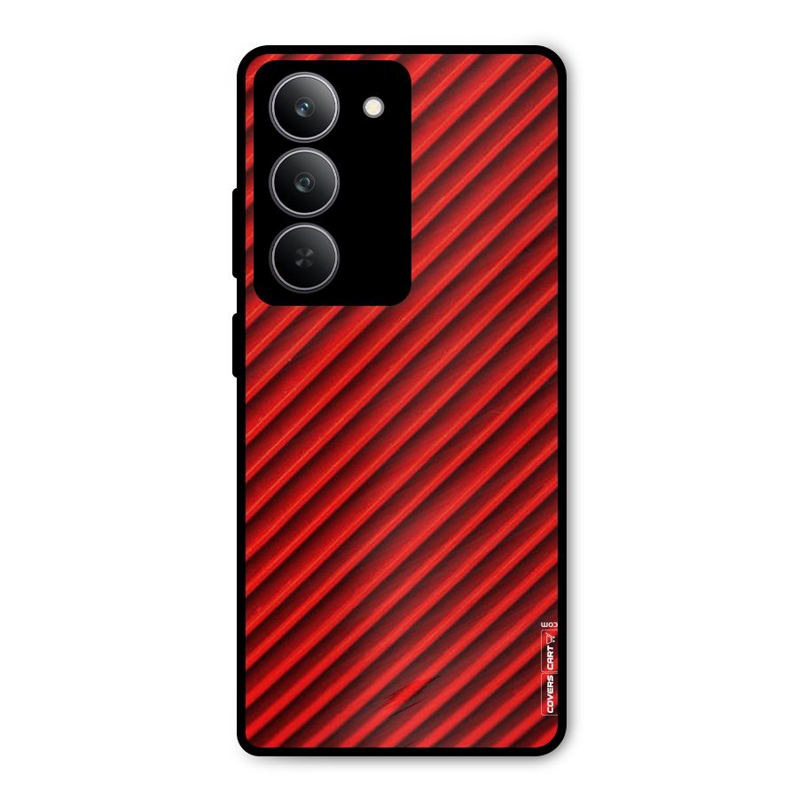 Red Rugged Stripes Metal Back Case for Realme 14x